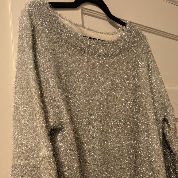 Never Fully Dressed Silver Holiday Sweater L Soft! - Picture 1 of 4